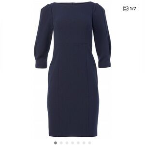Eliza J Pleated Sleeve Sheath Navy Blue Dress 14